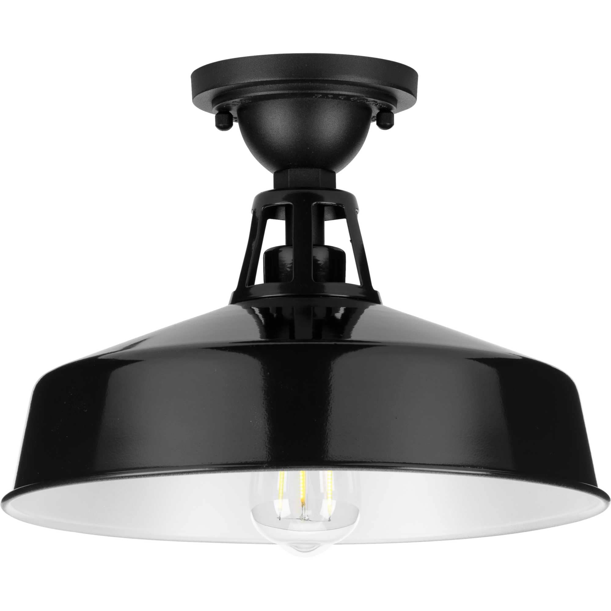 Progress Lighting P550070-031  Cedar Springs 13.25-in W Gloss Black Outdoor Flush Mount Light