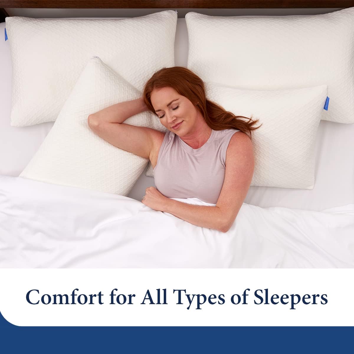 Cosy House Collection Luxury Bamboo Viscose Shredded Memory Foam Pillow - Adjustable & Removable Fill - Soft. Cool & Breathable Cover with Zipper Closure for Side. Back. & Stomach Sleepers (Queen)