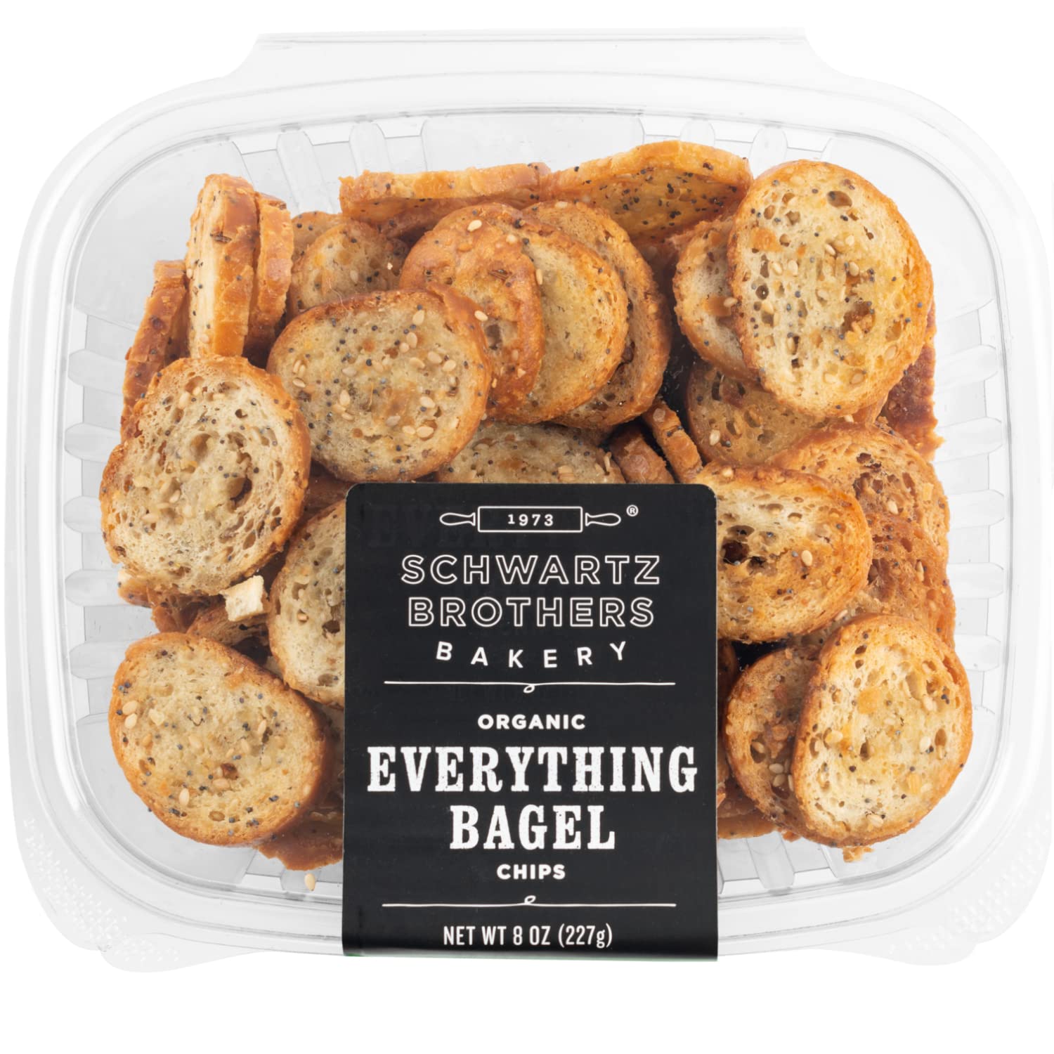 Schwartz Brothers Bakery. Bagel Chips. 8oz container. (Pack of 4)