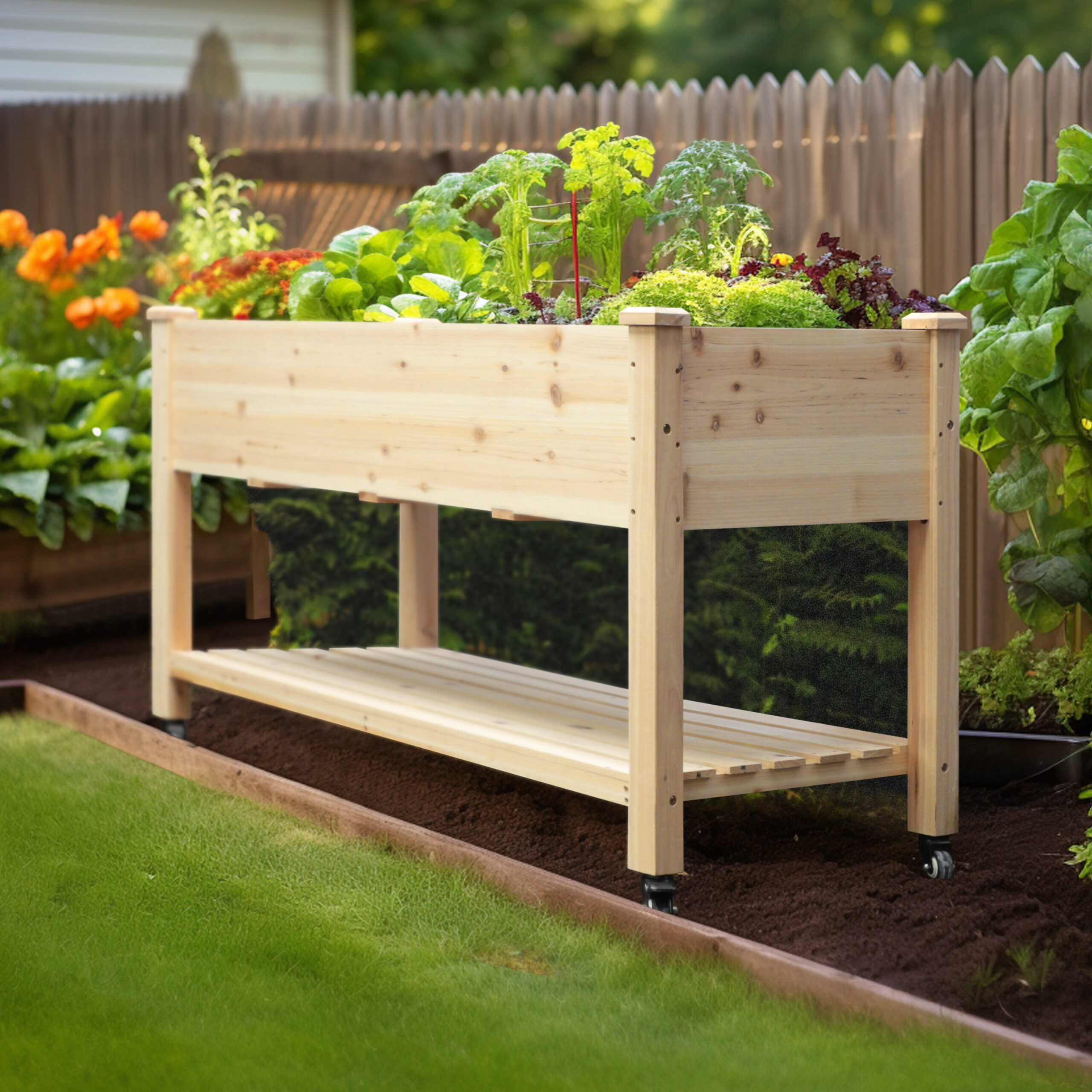 VEIKOUS 46.8-in W x 33-in H Natural Cedar Outdoor Garden Bed