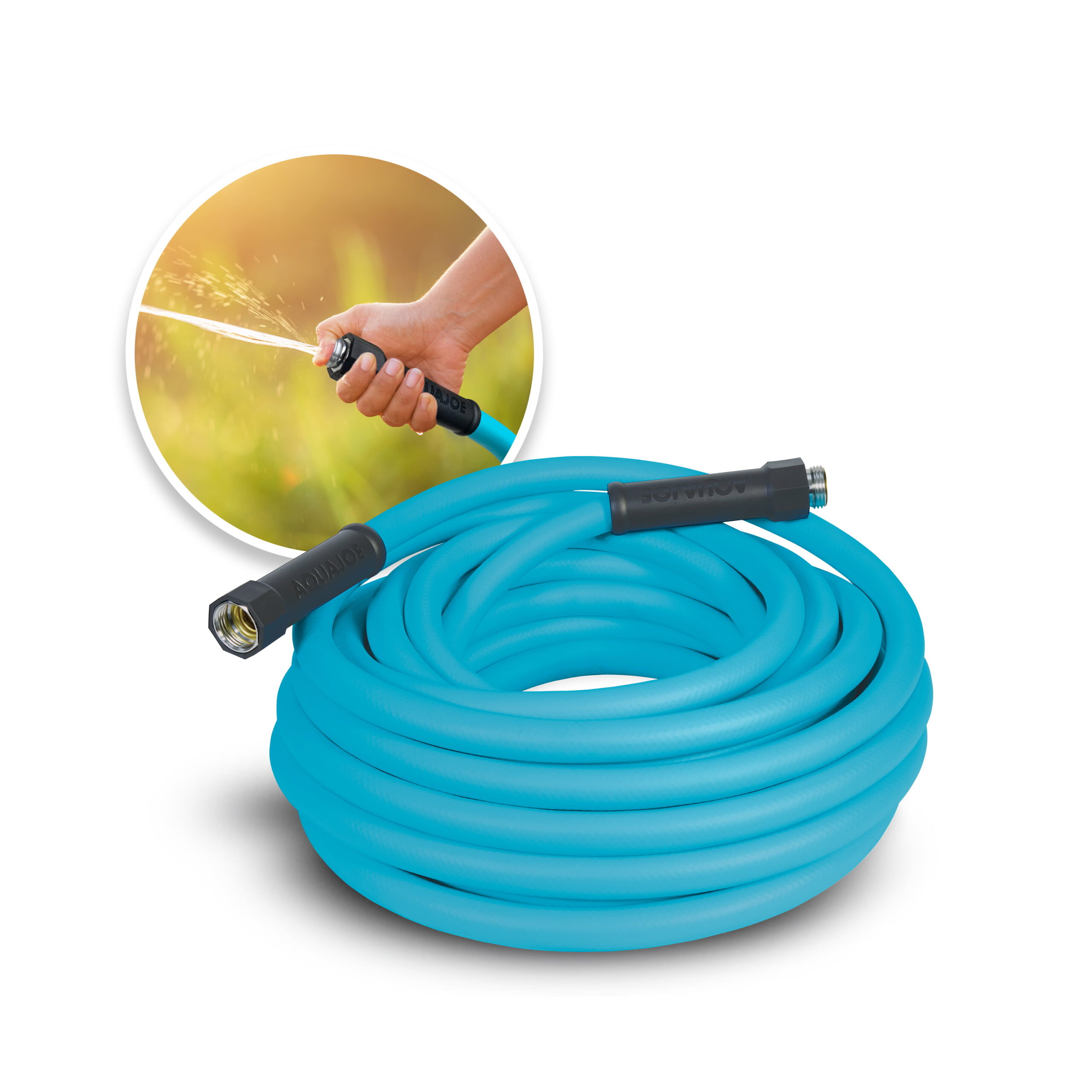 Aqua Joe Hybrid Polymer 50-foot Professional-Grade Garden Hose. 5/8 in. Kink-Free & Abrasion-Resistant. 500-PSI Burst Rated
