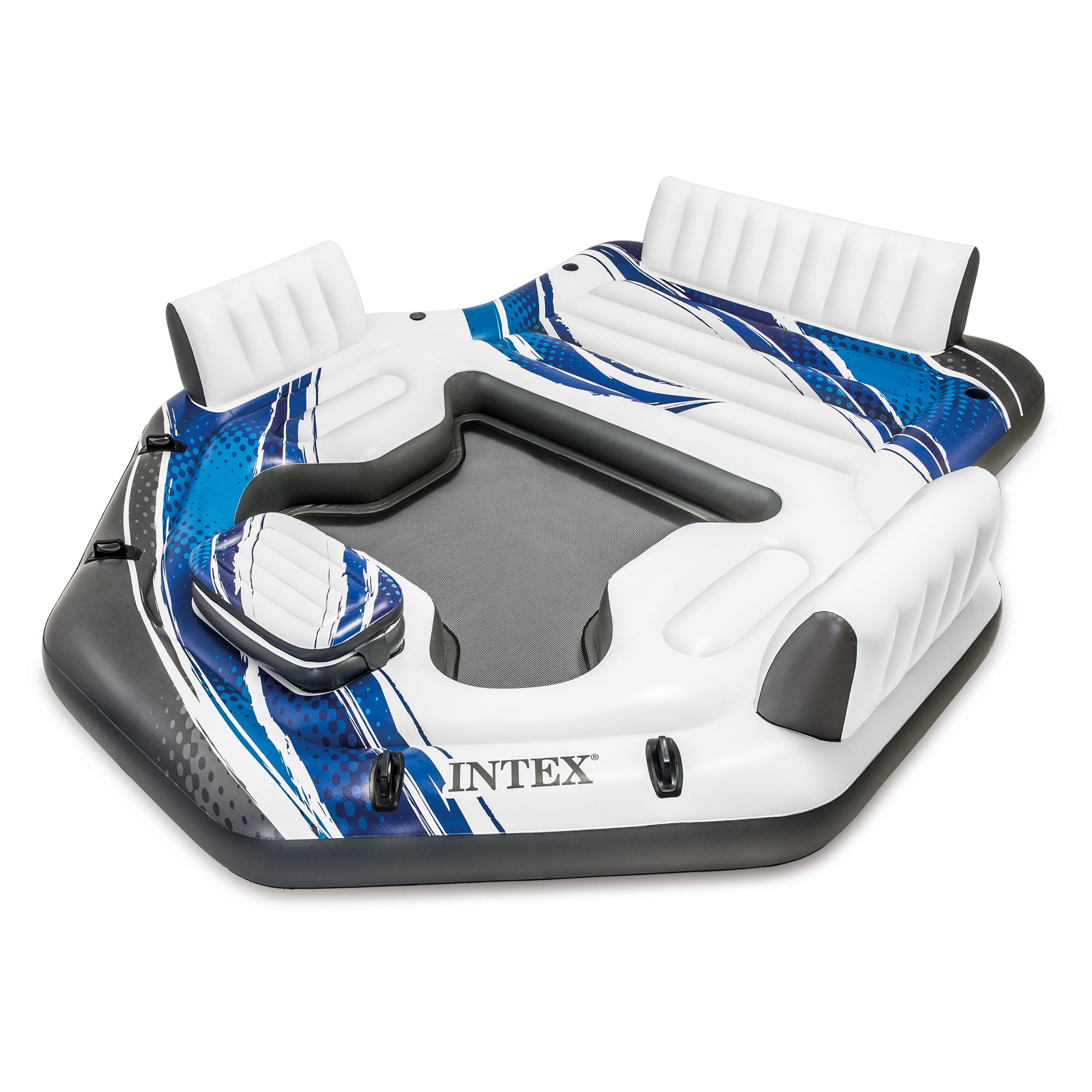 Intex Blue Tropic Inflatable Lake Island Float with Cooler and Cupholders