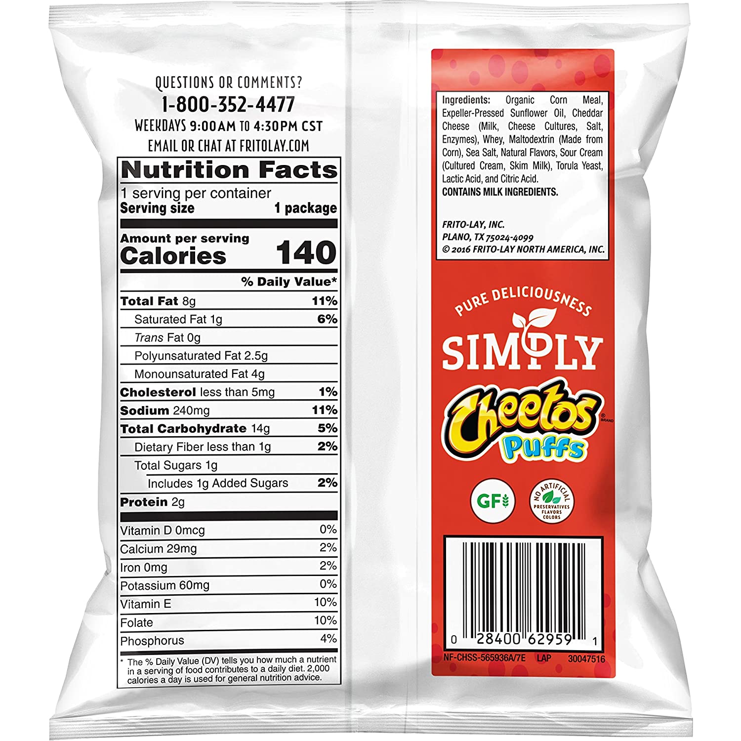 Simply Cheetos Puffs White Cheddar Cheese Flavored Snacks. 0.875 Ounce (Pack of 36)