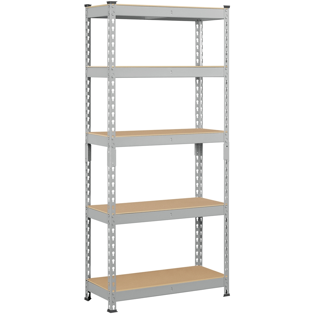 SmileMart Adjustable 12″W x 27.6″D x 59″H 5-Shelf Metal Frame Freestanding Shelves. Light Gray