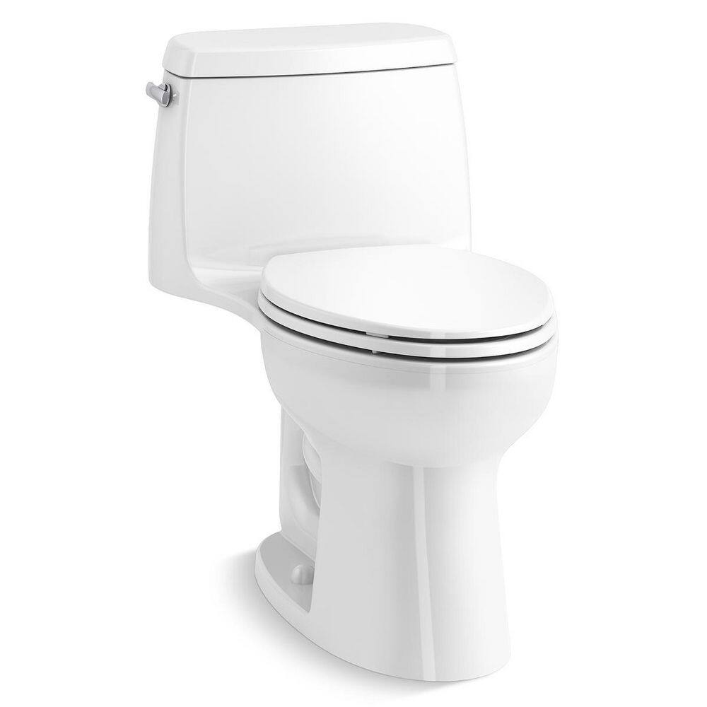 KOHLER 32901-0 Santa Rosa 1-piece 1.28 GPF Single Flush Elongated Toilet in White (Seat Included)