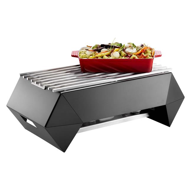 Rosseto SK046 10 in. Diamond Multi Chef Black Frame with Burner, Fuel Holder & Grill - Set of 6