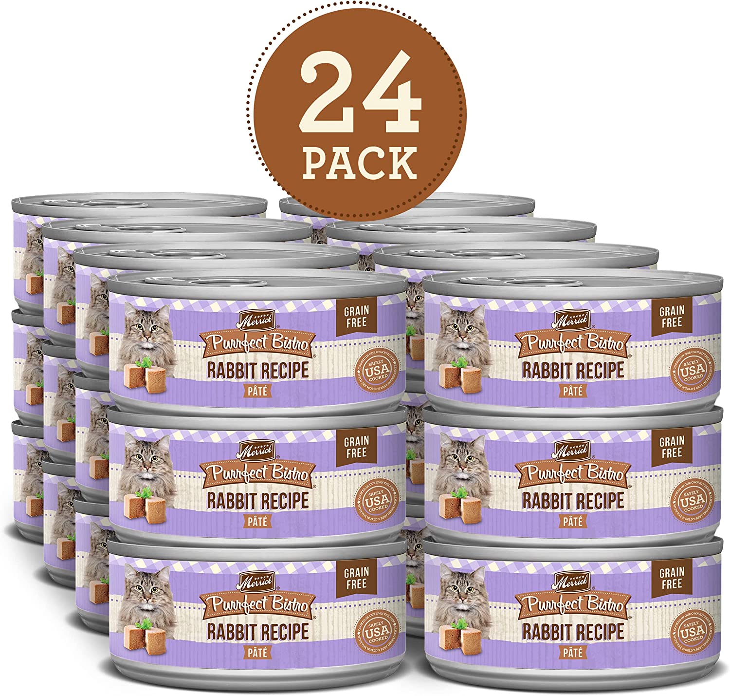 Merrick Purrfect Bistro Grain Free Canned Wet Cat Food - Rabbit Pate - 5.5 Ounce (Pack of 24)