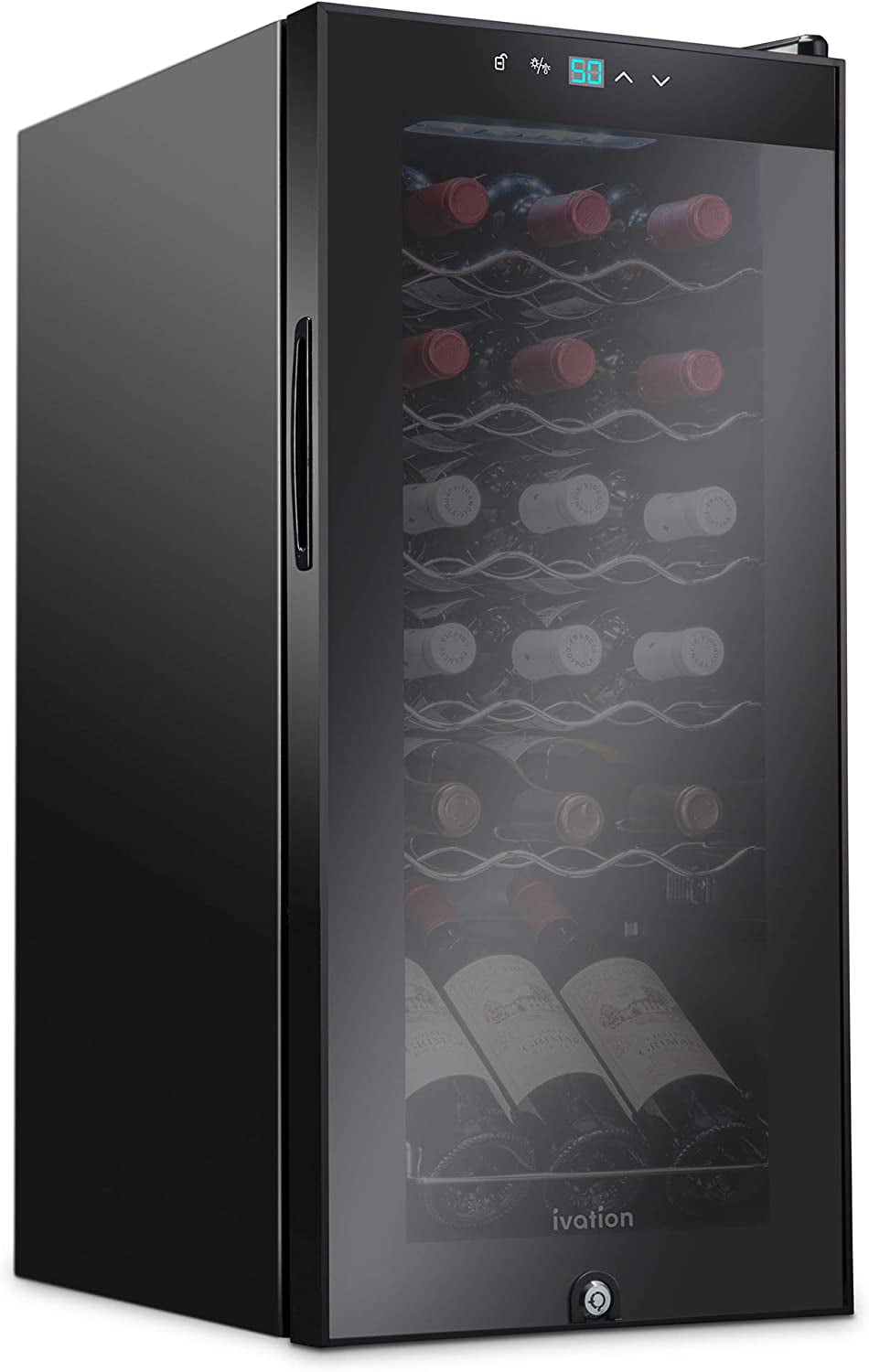 Ivation 18 Bottle Compressor Wine Cooler Refrigerator with Lock. Black