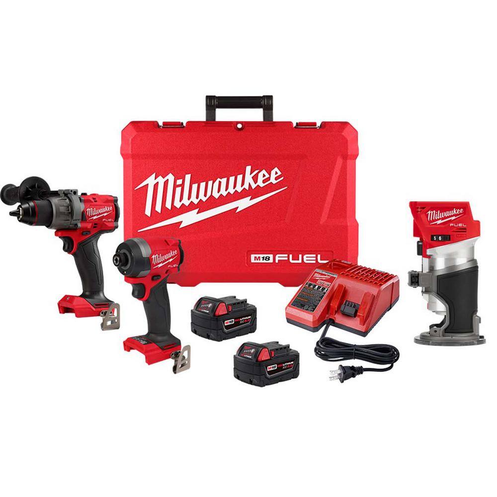 Milwaukee 3697-22-2723-20 M18 FUEL 18-V Lithium-Ion Brushless Cordless Hammer Drill and Impact Driver Combo Kit (2-Tool) with Router