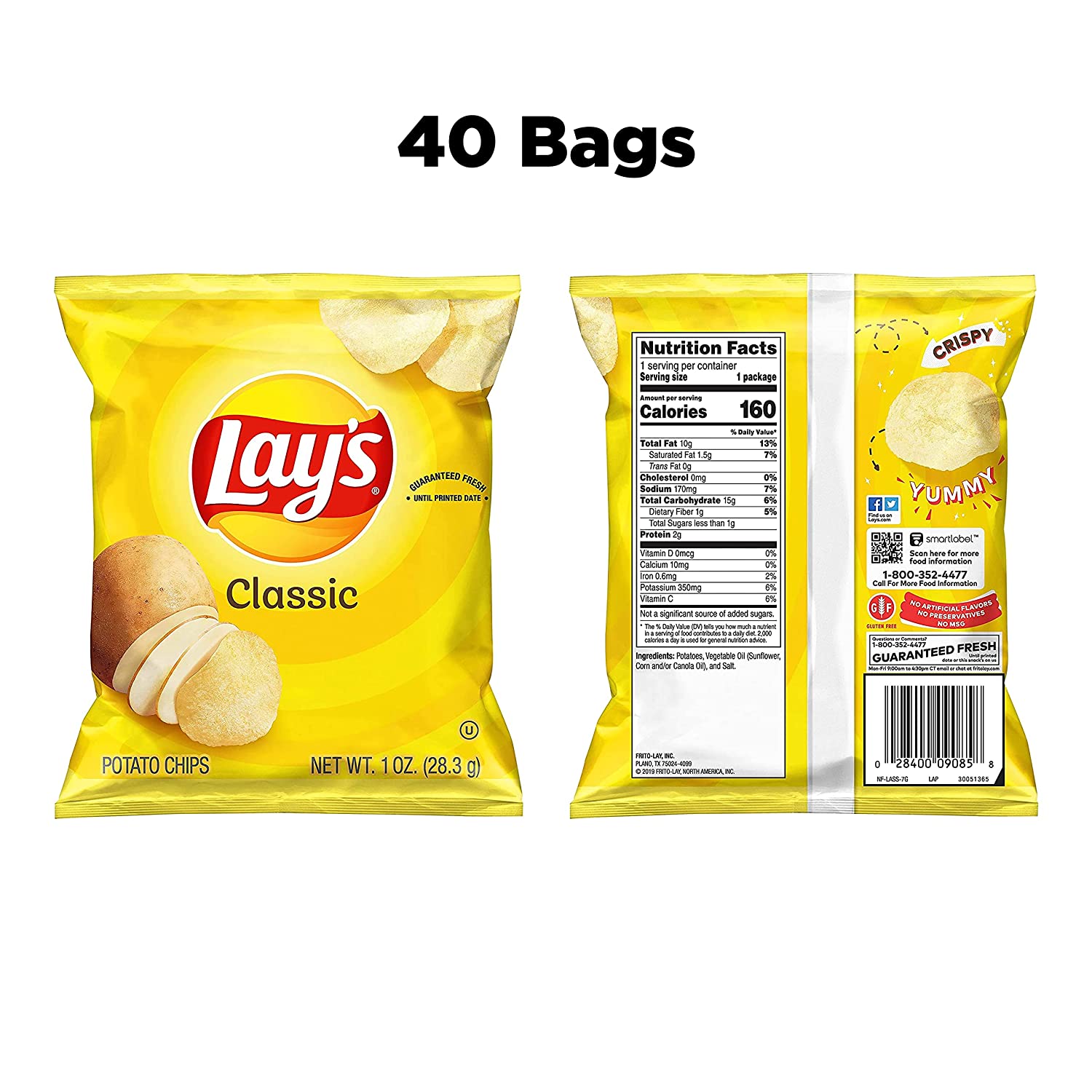 Lay-s Classic Potato Chips. 1 oz (Pack of 40)