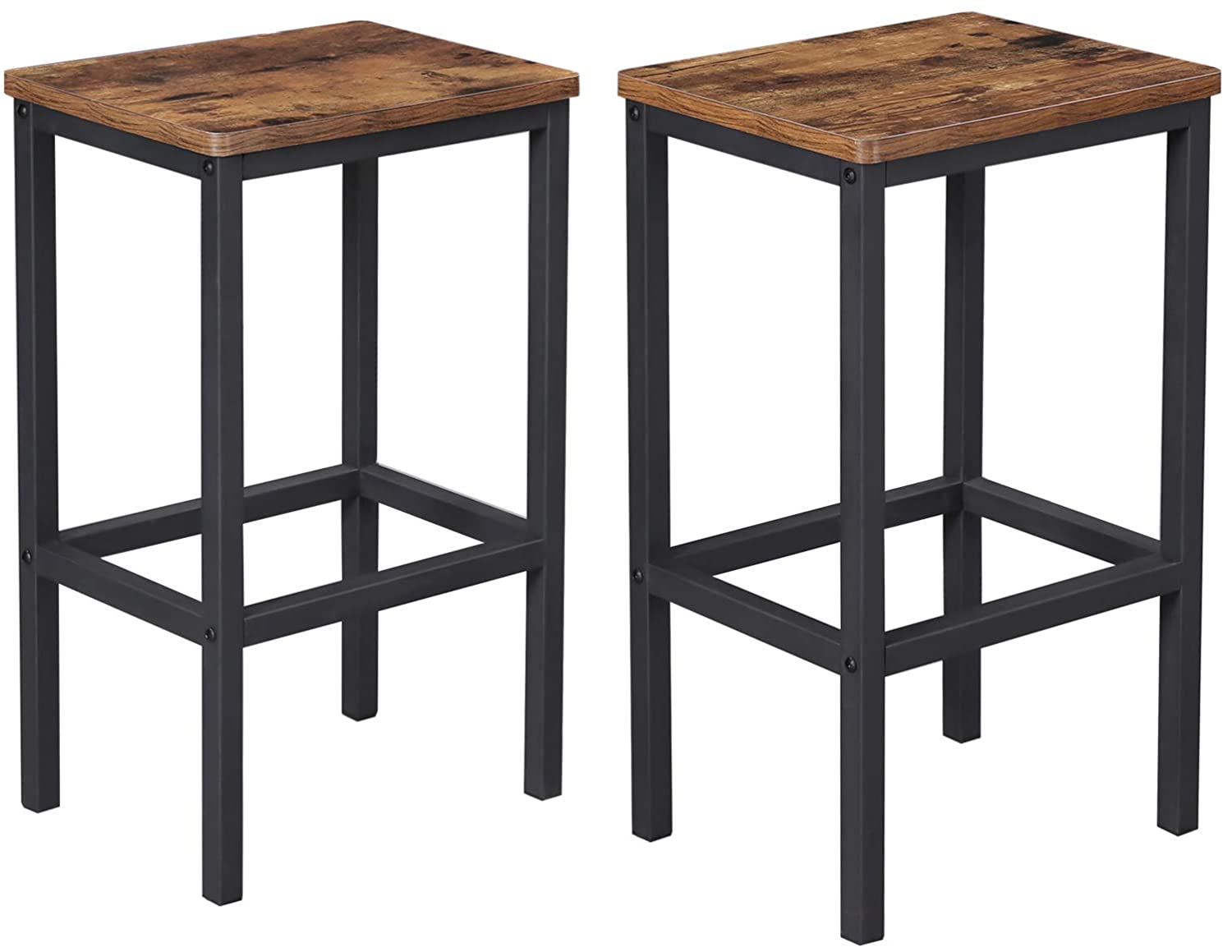 VASAGLE Bar Stools. Set of 2 Bar Chairs. Bar Stools with Footrest. Black ULBC65X