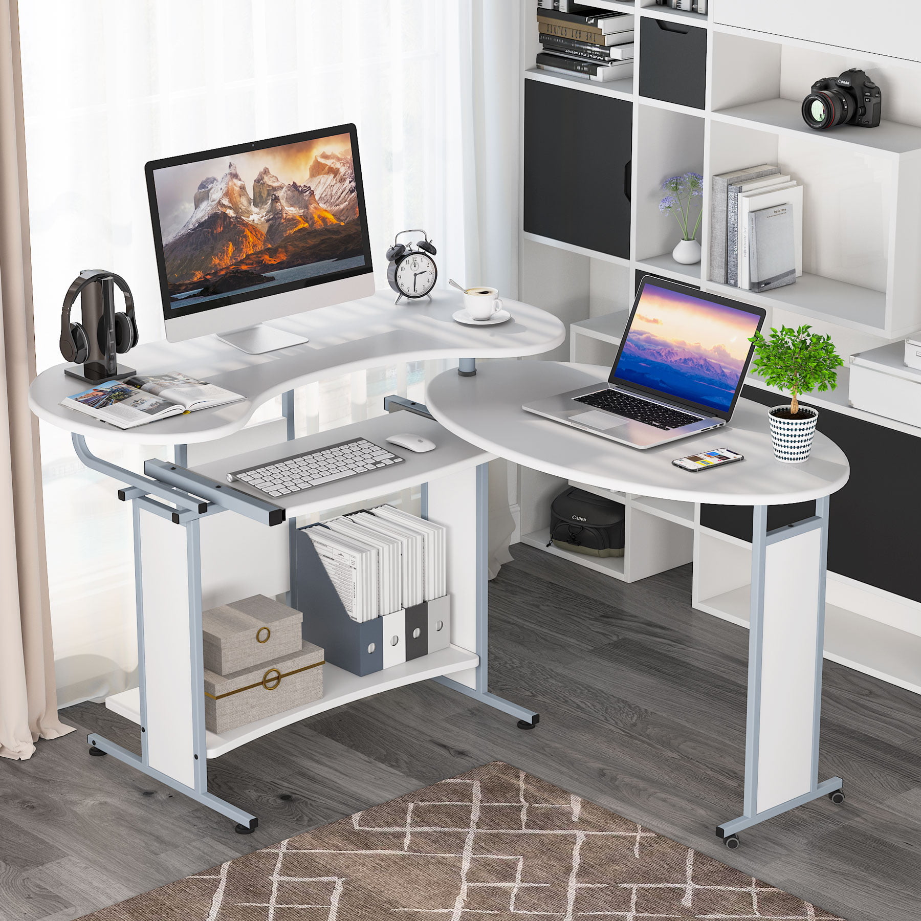L-Shaped Computer Desk. TribeSigns Rotating Corner Desk & Modern Office Study Workstation for Home Office or Living Room