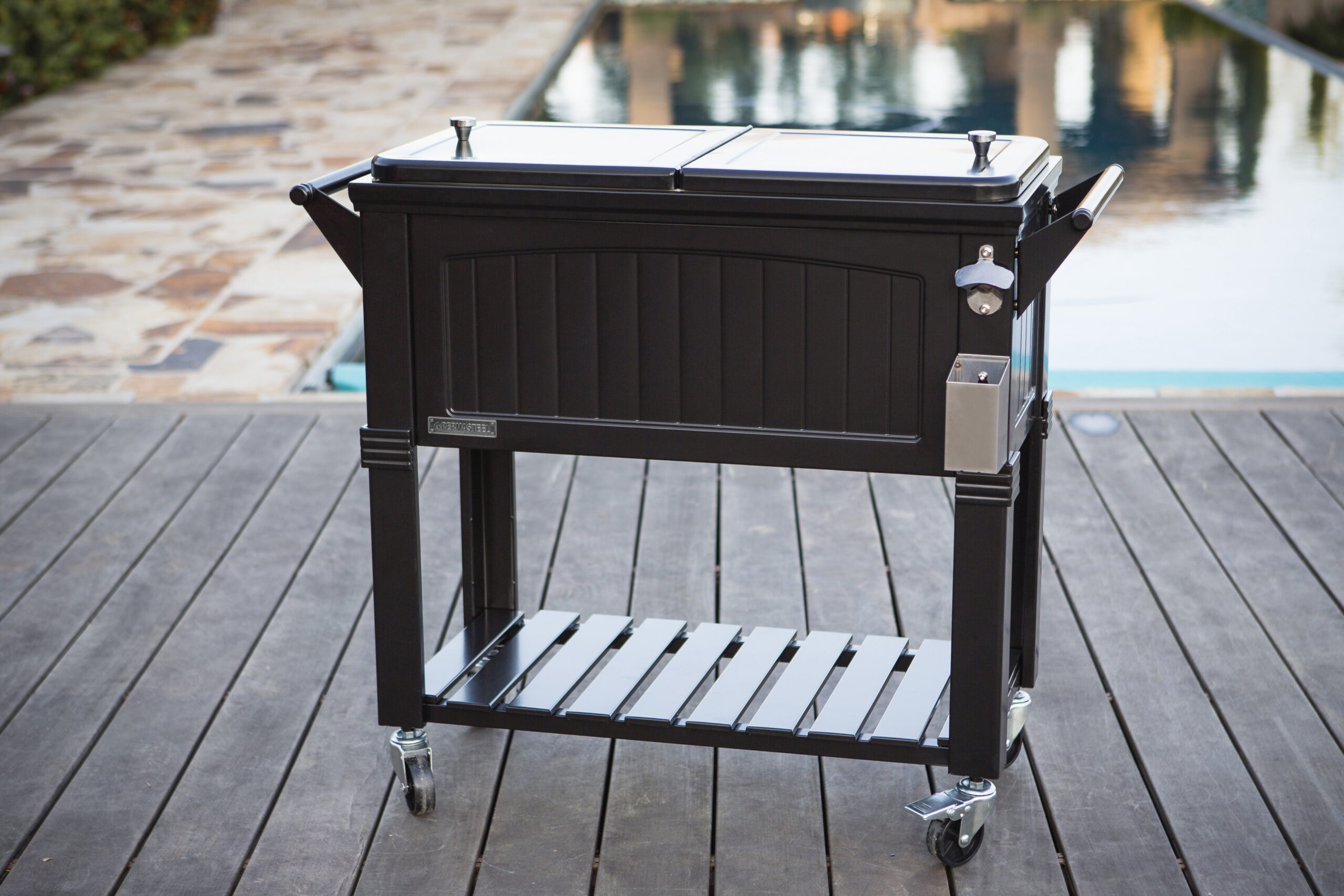 Permasteel 80 Qt. Antique Patio Cooler - Black