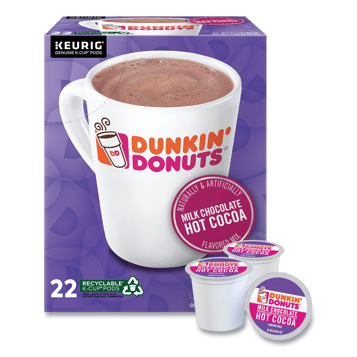 Dunkin- Milk Chocolate Hot Cocoa. 22 Keurig K-Cup Pods