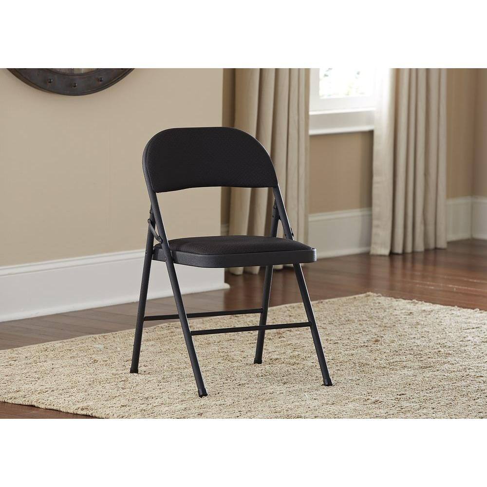 Cosco 14995JBD4E Black Vinyl Padded Seat Folding Chair (Set of 4)