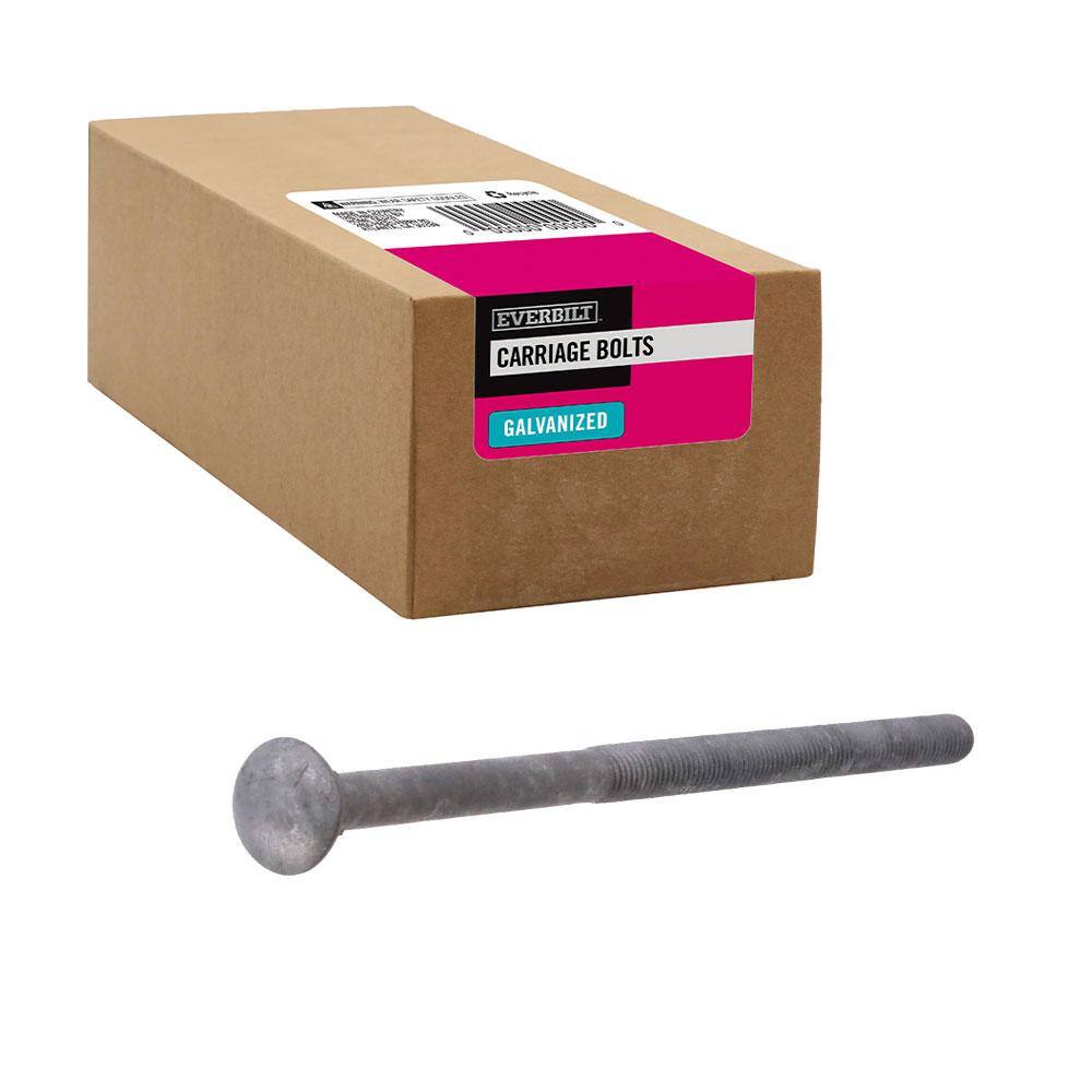 Everbilt 803640 1/2 in.-13 x 10 in. Galvanized Carriage Bolt (25-Pack)