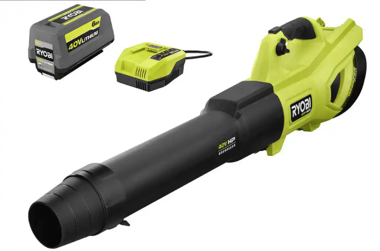RYOBI RY404140VNM 40V HP Brushless Whisper Series 160 MPH 650 CFM Cordless Battery Leaf Blower with 6.0 Ah Battery and Charger