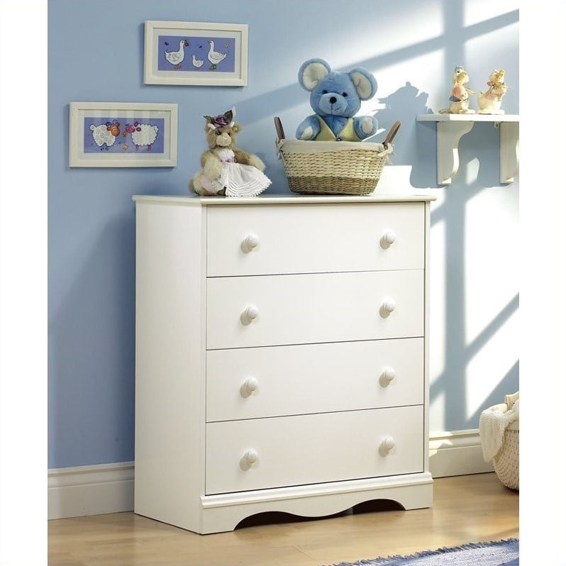 South Shore Angel Traditional 4 Drawers Chest. White