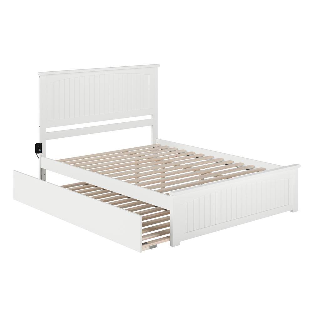 AFI  Nantucket White Queen Bed with Matching Footboard and Twin Extra Long Trundle