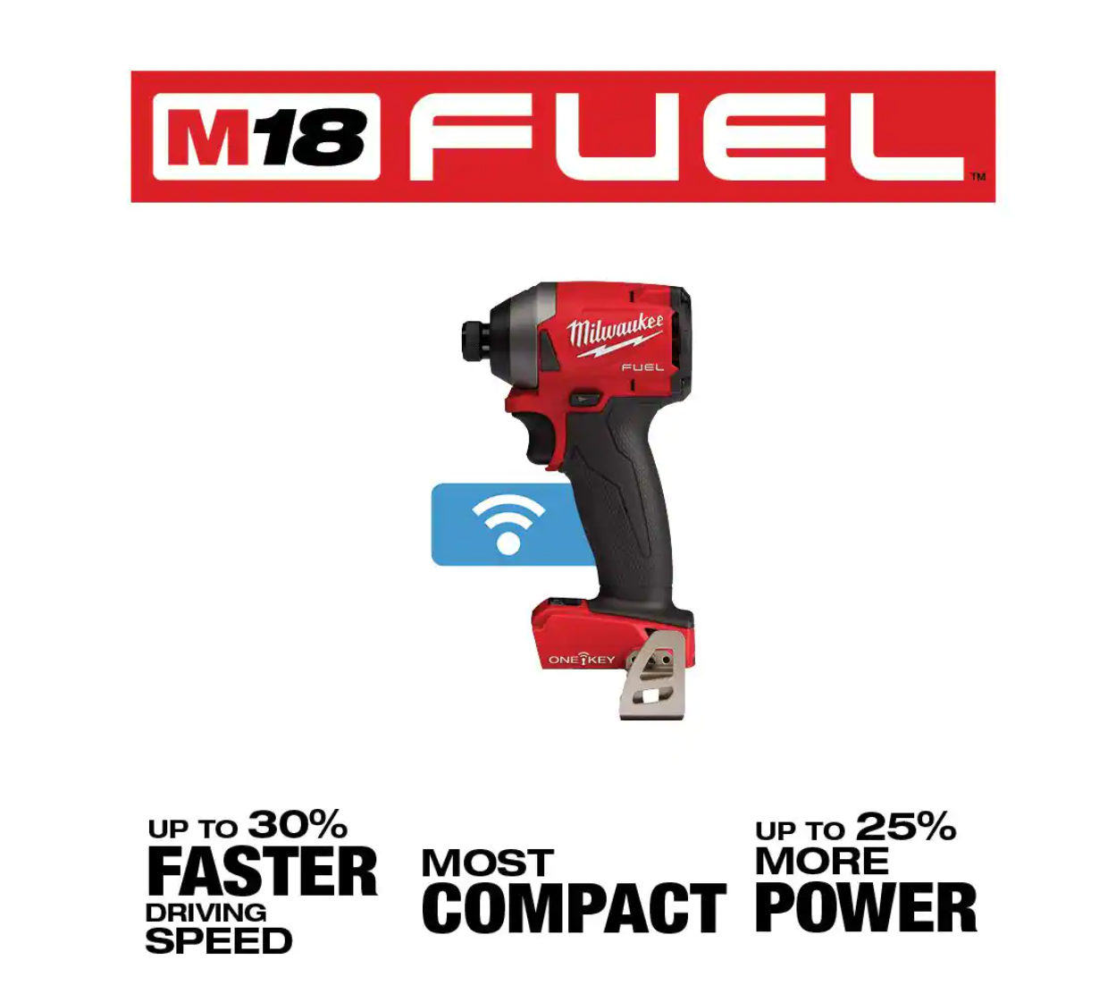 Milwaukee 2857-20 M18 FUEL ONE-KEY 18V Lithium-Ion Brushless Cordless 1/4 in. Hex Impact Driver (Tool-Only)