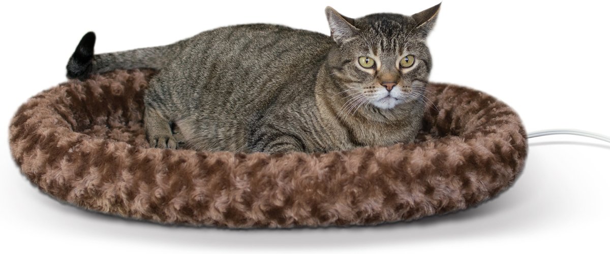 K&H Pet Products Thermo-Kitty Fashion Splash Heated Cat Bed. Large (Mocha)