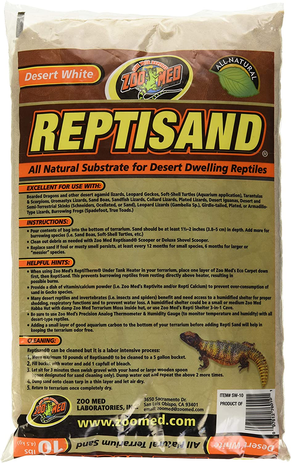 Zoo Med Reptisand Reptile Terrarium Sand. Desert White. 10-lb bag