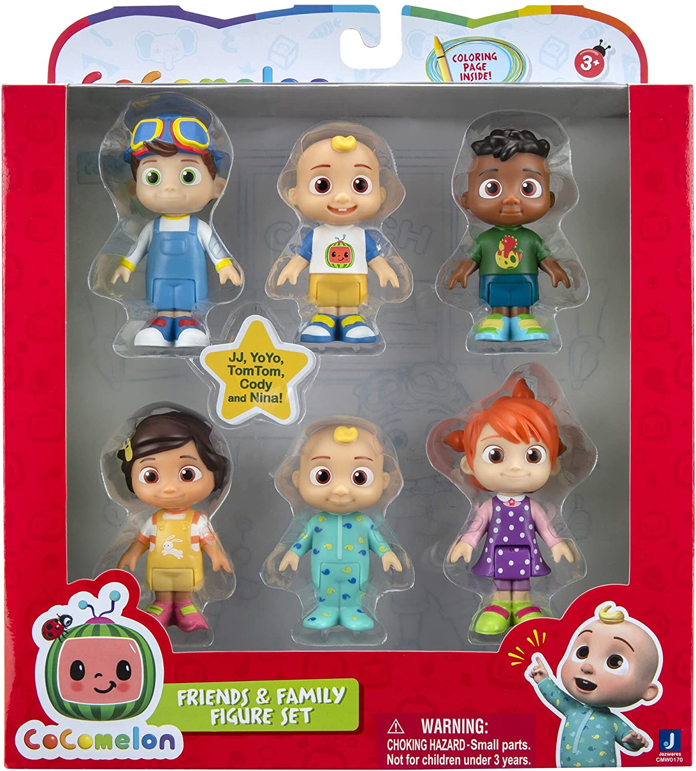 CoComelon Official Friends & Family. 6 Figure Pack - 3 Inch Character Toys