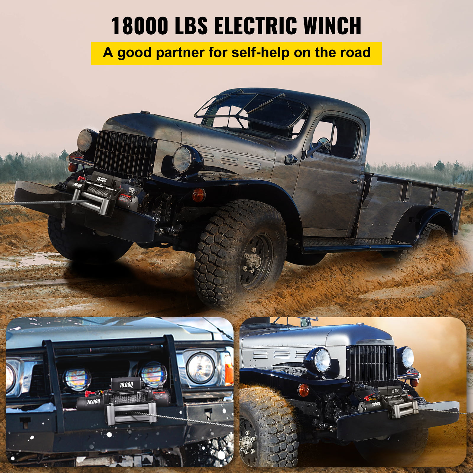 BENTISM 18000LBS Electric Winch 12V Steel Cable Off-road ATV UTV Truck Towing Trailer