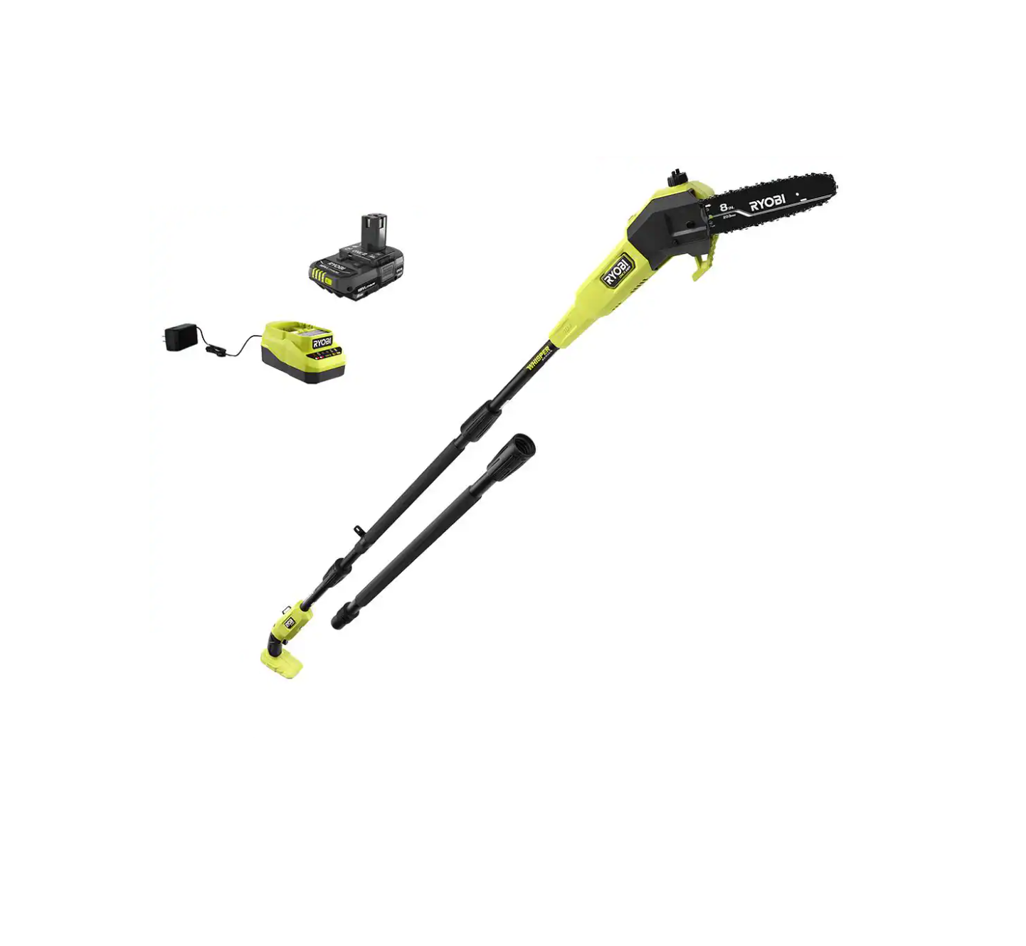 RYOBI P2580 ONE+ HP 18V Brushless Whisper Series 8 in. Cordless Battery Pole Saw with 2.0 Ah Battery and Charger