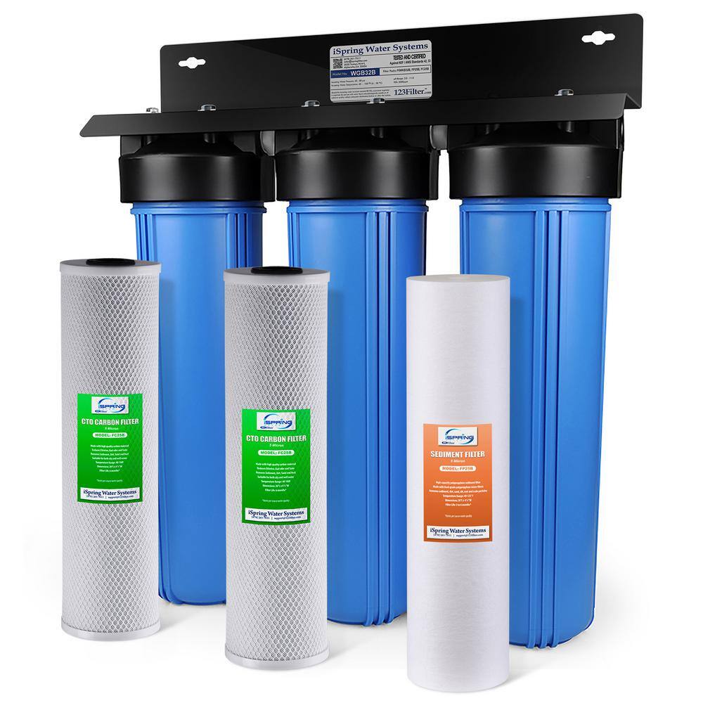 ISPRING WGB32B 3-Stage Whole House Water Filtration System with Sediment and Carbon Block Whole House Water Filters