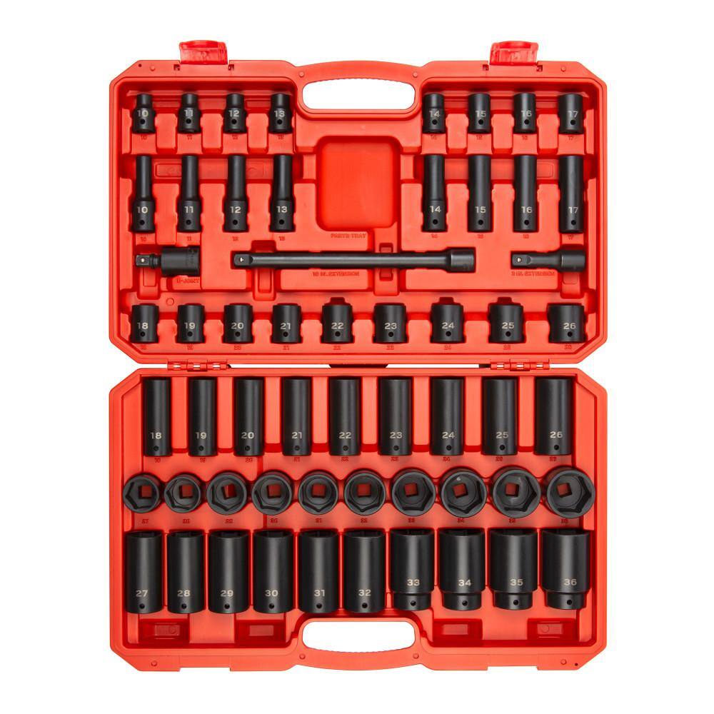 TEKTON SID92401 1/2 in. Drive 6-Point Impact Socket Set. 57-Piece (10 mm - 36 mm)