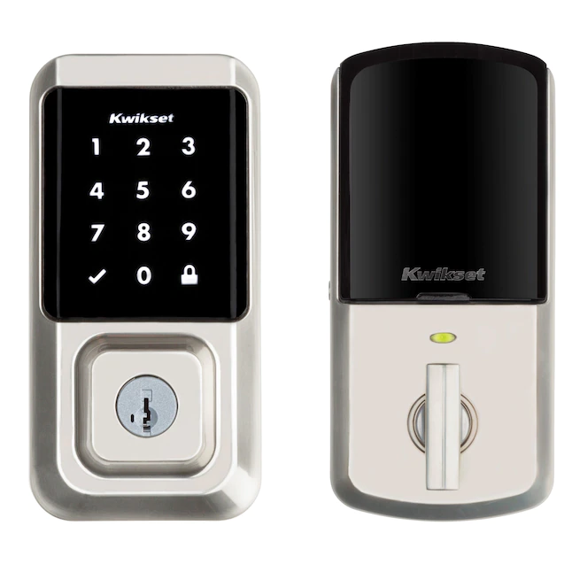Kwikset Halo Wi-Fi Smart Lock Keyless Entry Electronic Touchscreen Deadbolt Featuring SmartKey Security. Satin Nickel