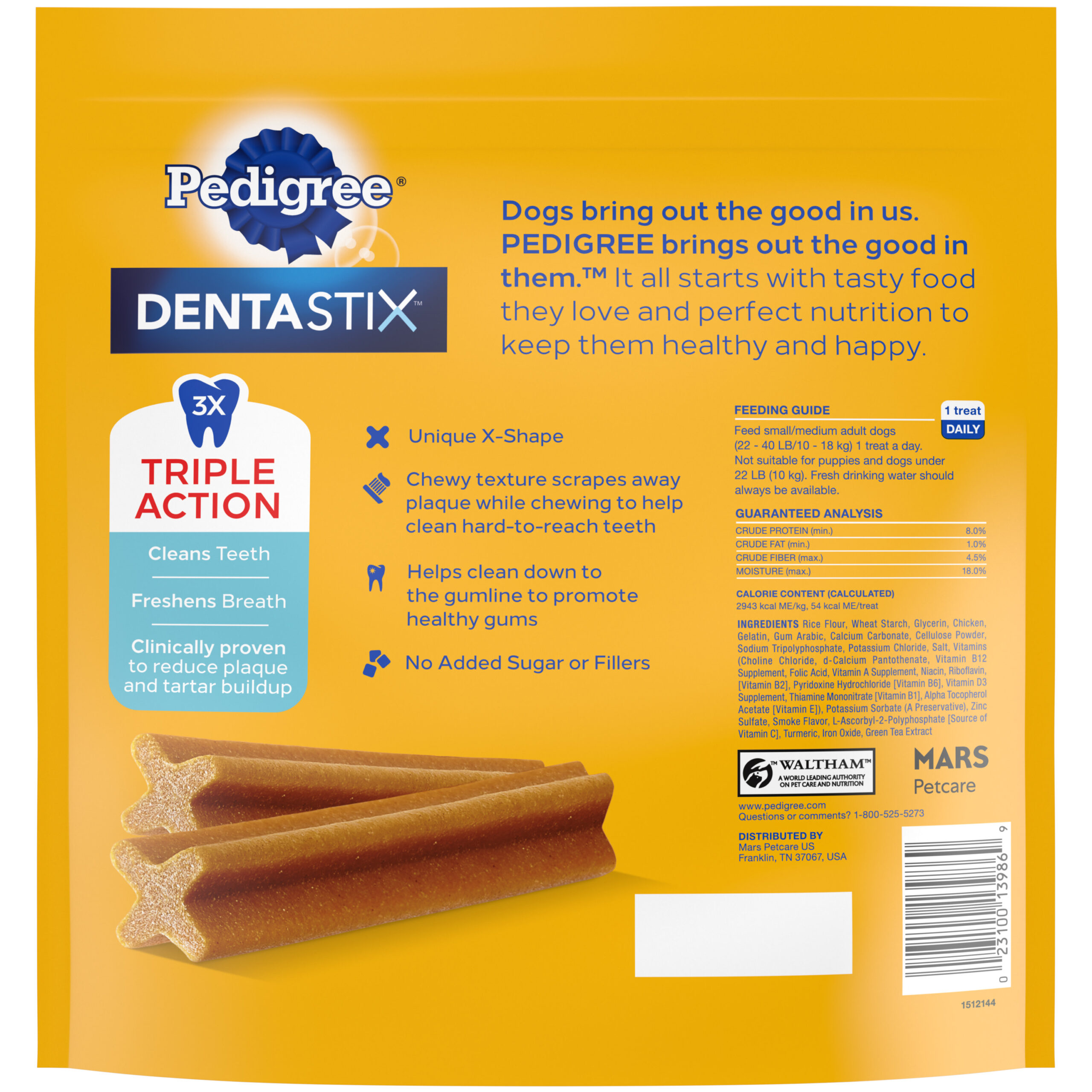 Pedigree Dentastix Small/Medium Dog Treats Original Flavor Dental Bones. 1.57 lb. Value Pack (45 Treats)