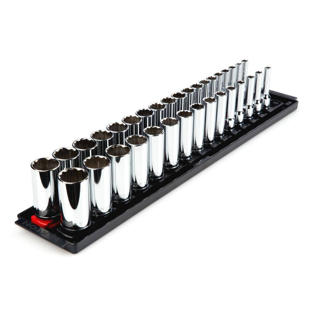 TEKTON SHD91208 3/8 in. Dr. Deep 12-Point Socket Set (34-Piece)