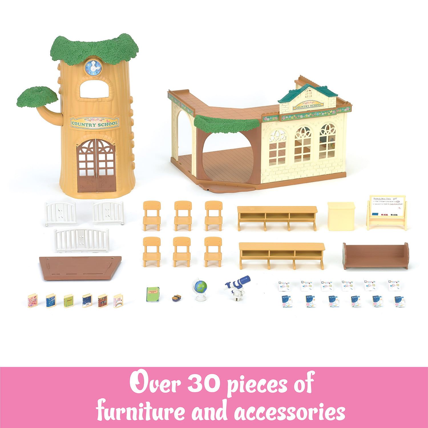 Calico Critters Country Tree School. Dollhouse Playset with Furniture and Accessories
