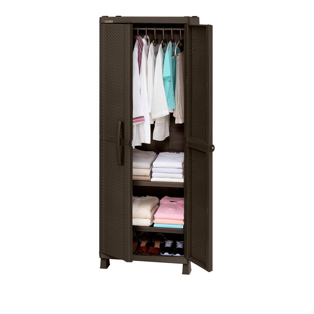 Rimax 11724 Plastic Freestanding Garage Cabinet in Brown (26 in. W x 74 in. H x 23 in. D)