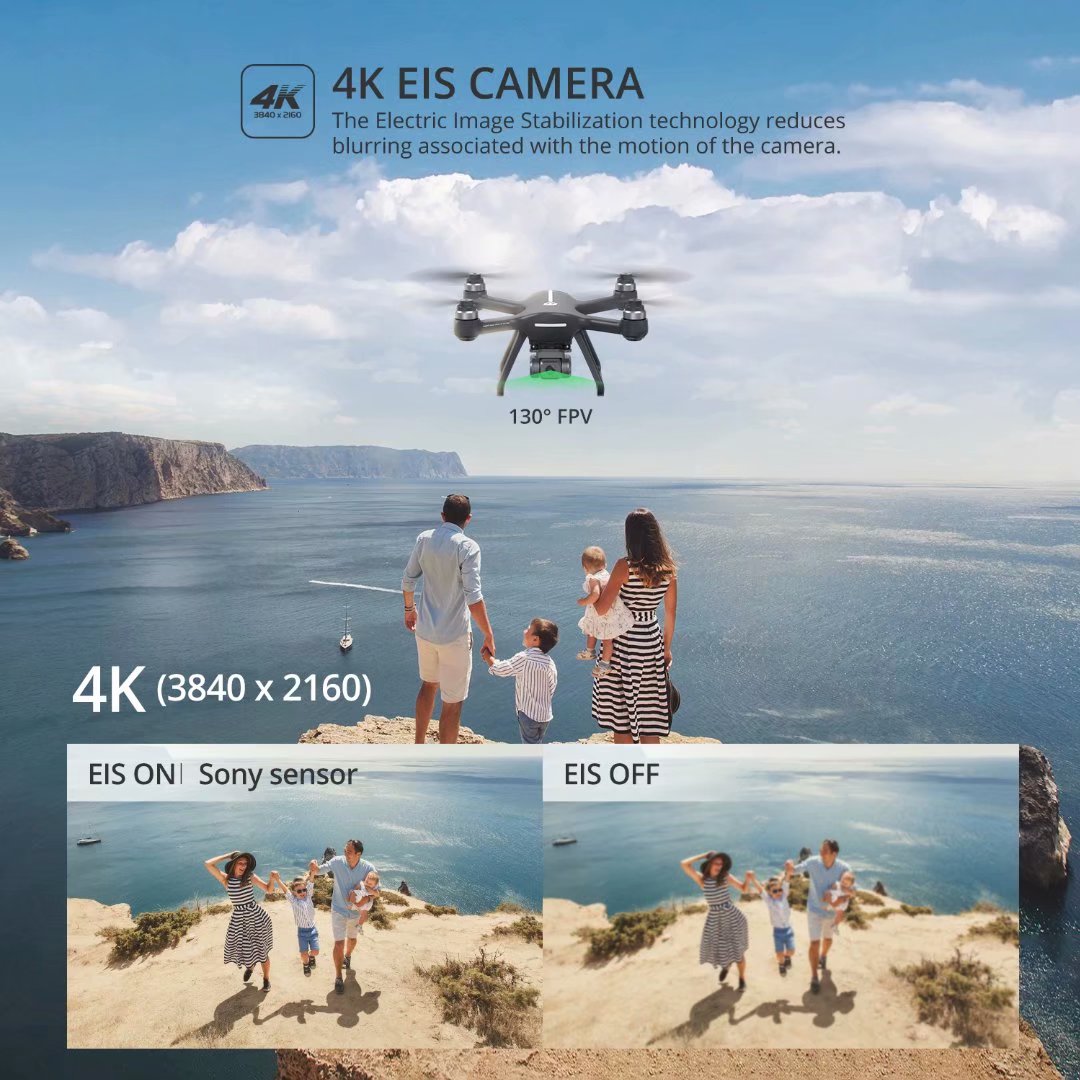 Holy Stone HS700E 4K EIS Drone with UHD Camera GPS Drone for Beginners 2 Batteries double the Flight Time up to 46 Mins