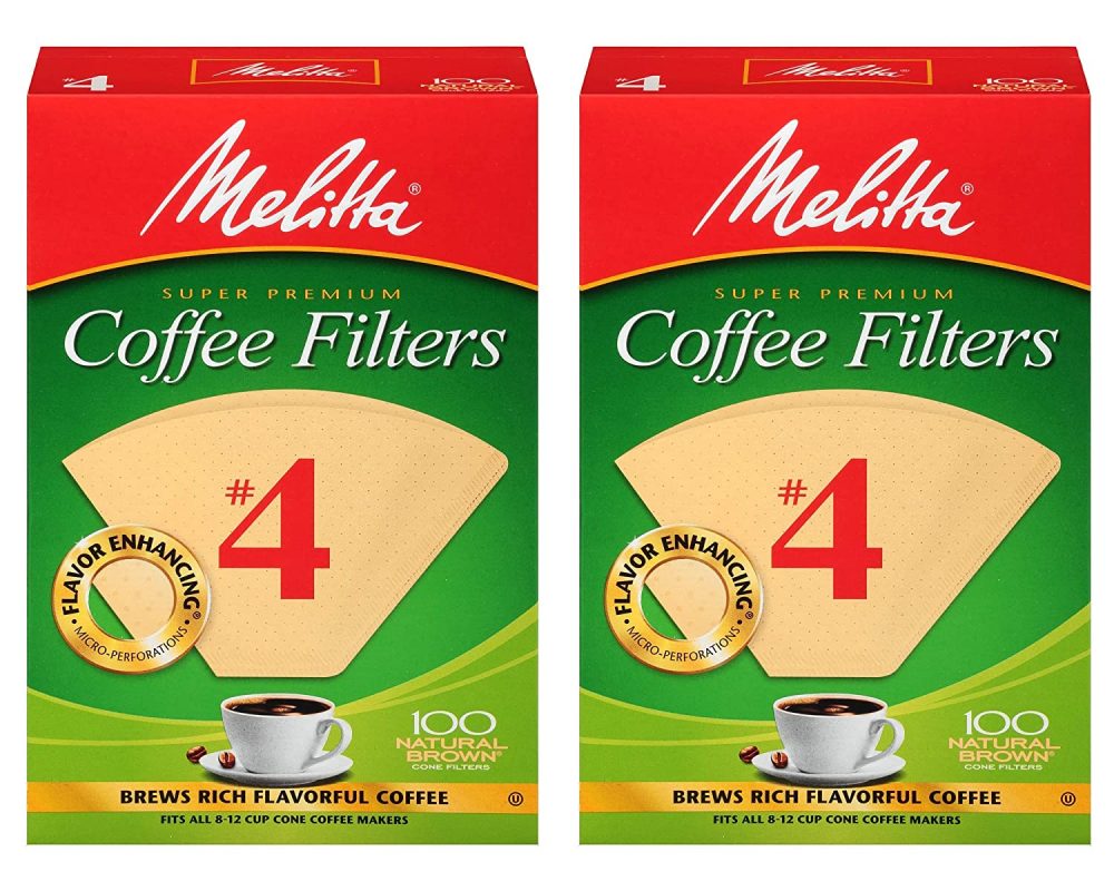 Melitta #4 Coffee Filters. Natural Brown. 2 Pack of 100 Filters.