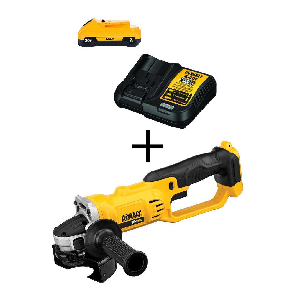 DEWALT DCB230CwDCG412B 20V MAX Cordless 4.5 in. - 5 in. Grinder. (1) 20V Compact 3.0Ah Battery. and 12V-20V MAX Charger