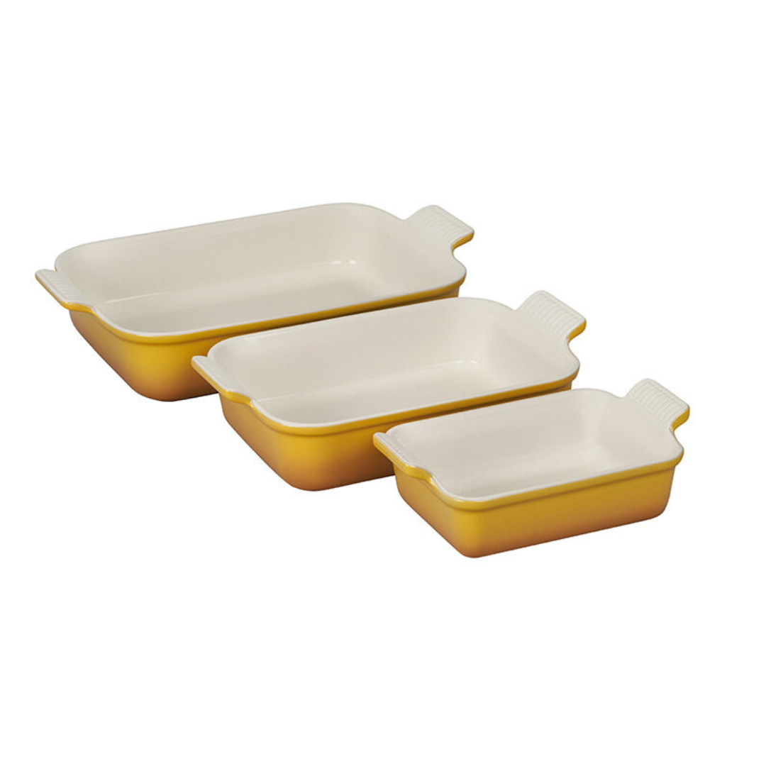 Le Creuset Heritage Open Rectangular Dishes. Set of 3 - Nectar