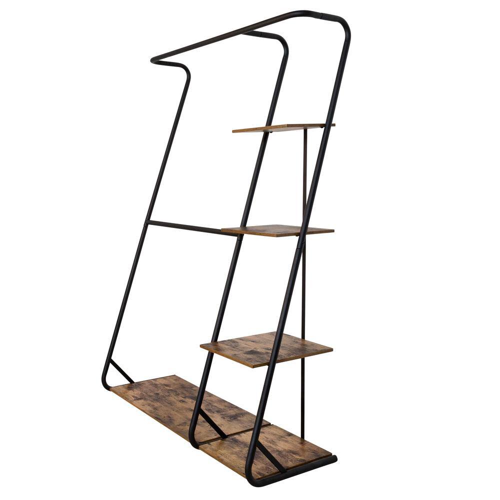 Honey-Can-Do WRD-08156 Brown Wood Clothes Rack 17.32 in. W x 68 in. H