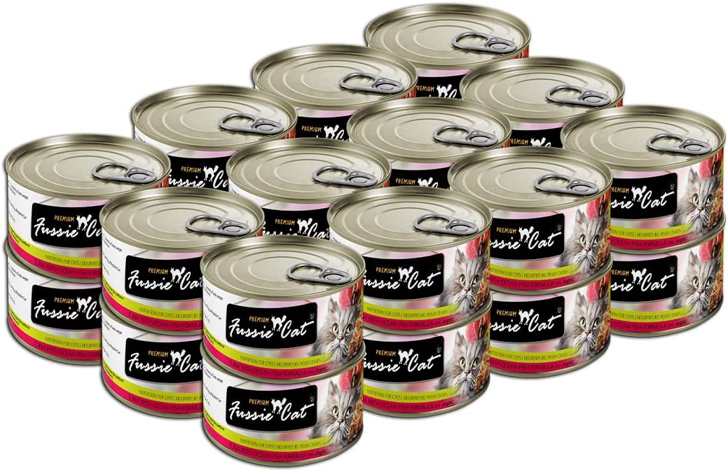 Fussie Cat Premium Tuna with Ocean Fish Formula in Aspic Grain-Free Canned Cat Food 5.5-oz case of 24