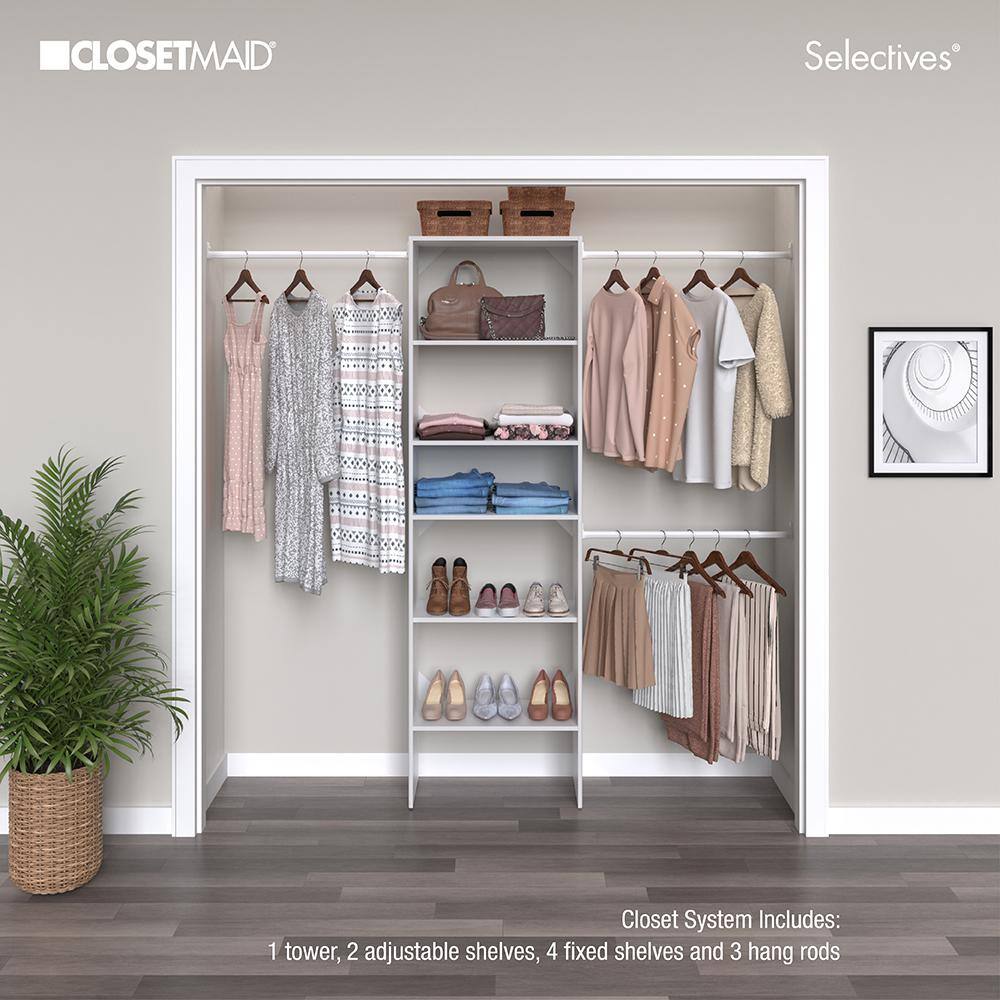 ClosetMaid 5702900 Selectives 60 in. W - 120 in. W White Wood Closet System