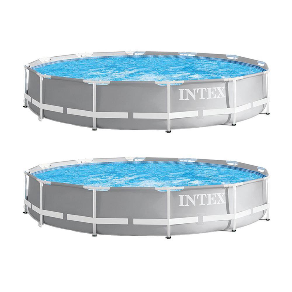 Intex 2 x 26711EH 12 ft. x 12 ft. x 30 in. Prism Frame Above Ground Swimming Pool with Pump (2 Pack)