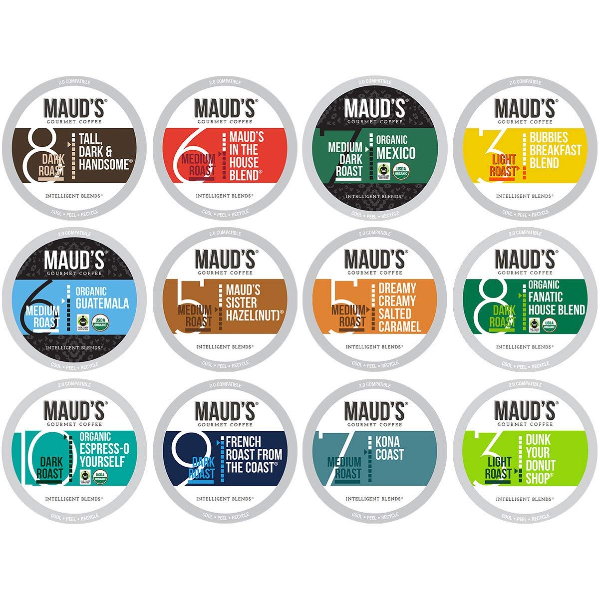 Maud-s 12 Flavor Bulk Coffee Variety Pack (Variety Family Pack). 136ct. Solar Energy Produced Recyclable Single Serve Bulk Variety Coffee Pods – 100% Arabica Coffee California Roasted. KCup Compatible