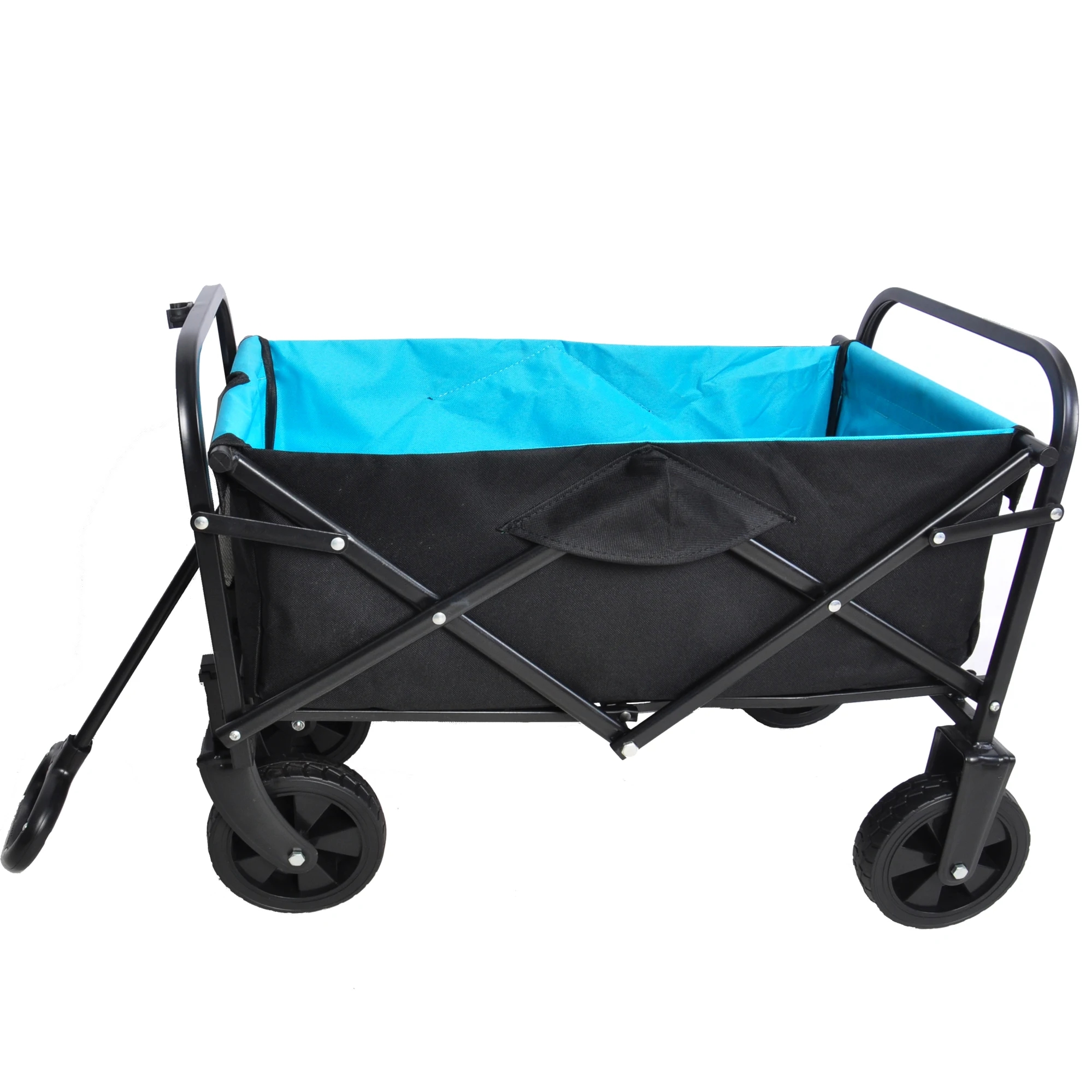 Folding Wagon Garden Shopping Beach Cart (black+blue) 23.82″ x 15.16″ x 8.66″