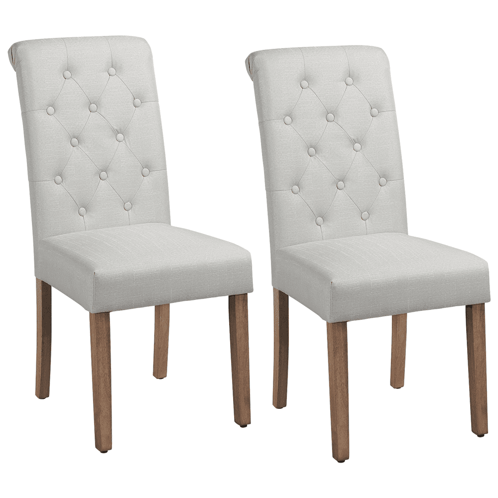 Alden Design Tufted Upholstered High Back Parson Dining Chair. Set of 2. White