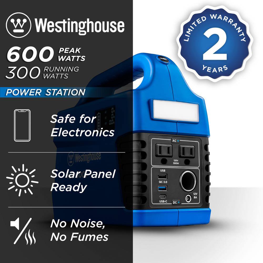 Westinghouse iGen300s iGen300s 300/600-Watt Pure Sine Wave Lithium-Ion Portable Power Station with Power Inverter. LED Display. & Flashlight
