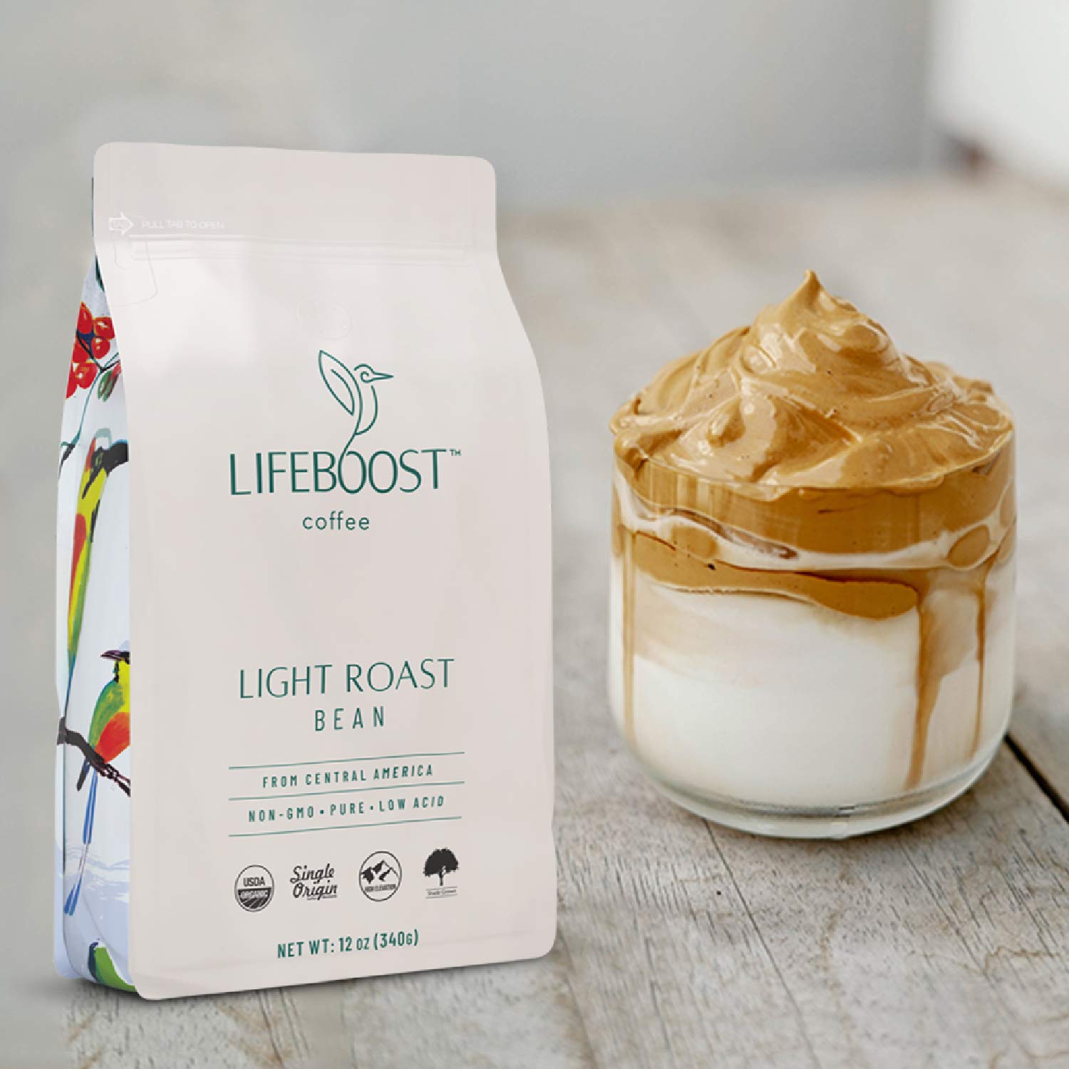 Lifeboost Coffee Light Roast Whole Bean Coffee - Low Acid Single Origin Usda Organic Coffee Beans - Non-Gmo Light Roast Coffee Beans Third Party Tested For Mycotoxins & Pesticides - 12 Ounces