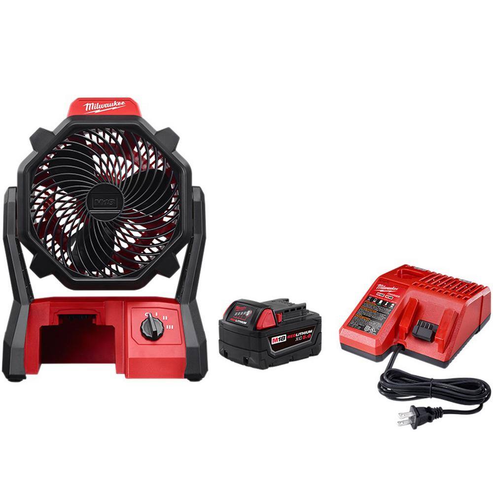 Milwaukee 0886-20-48-59-1850 M18 18-Volt Lithium-Ion Cordless Jobsite Fan W/(1) 5.0Ah Battery and Charger
